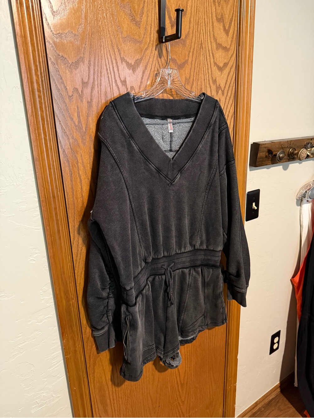 FP Movement by Free People Washed Black V-Neck Romper